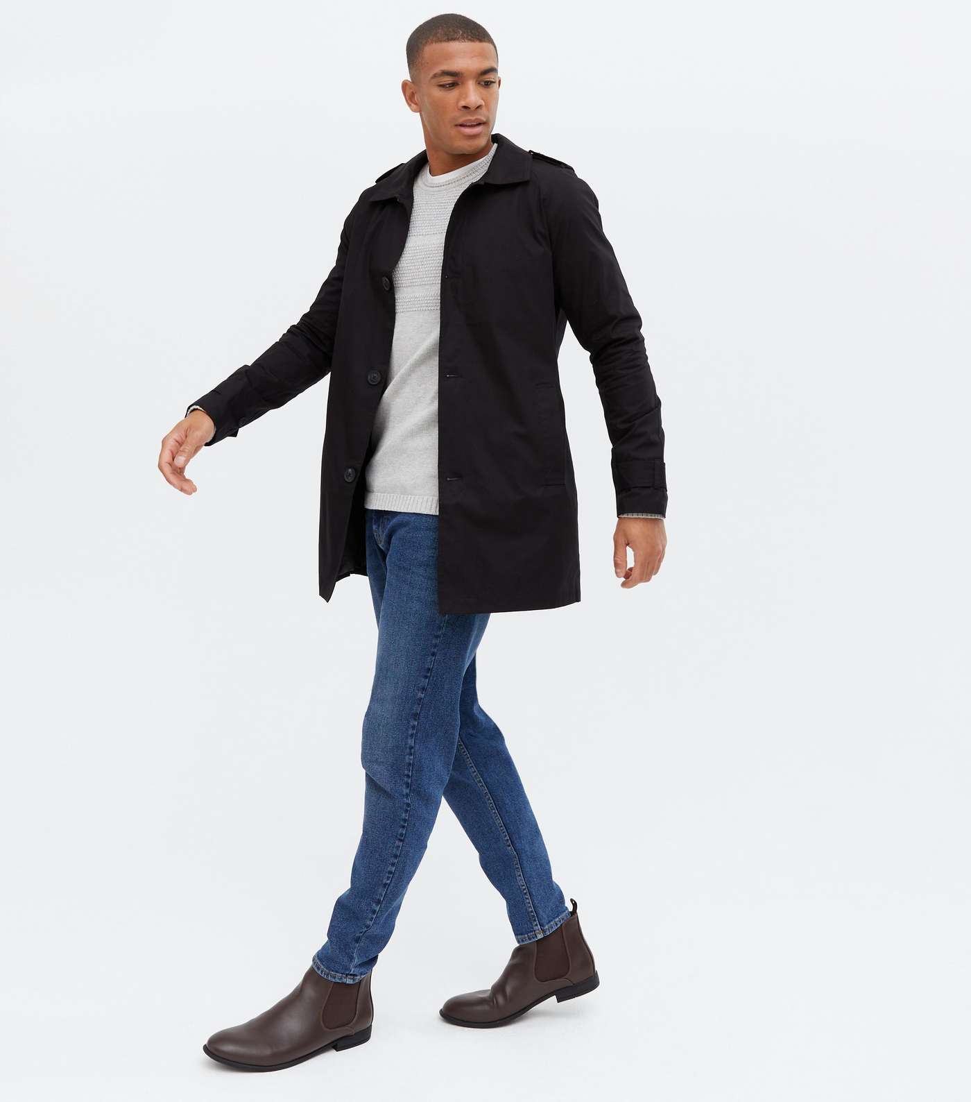 Only & Sons Black Trench Coat Image 2