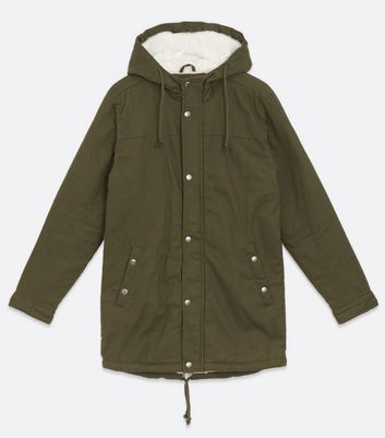 Only & Sons heavy hooded parka jacket in khaki