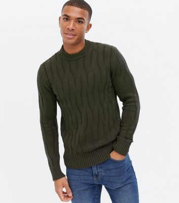 crew neck cable knit sweater mens