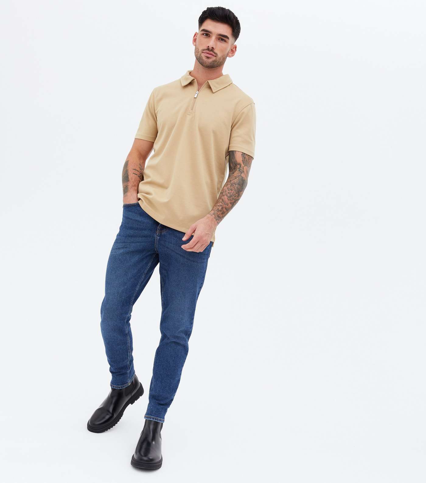 Only & Sons Stone Zip Short Sleeve Polo Shirt Image 2
