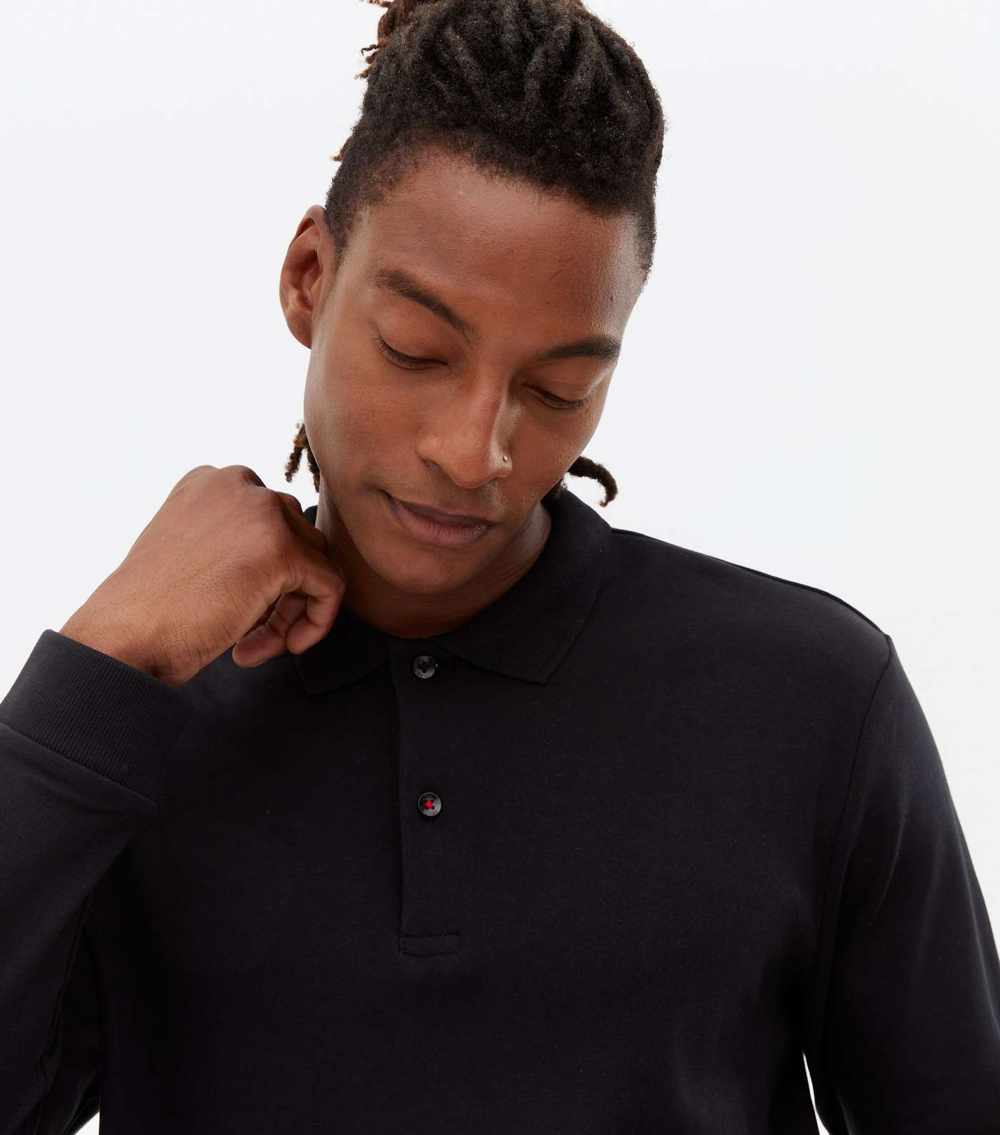 Only & Sons Black Long Sleeve Polo Shirt Image 3