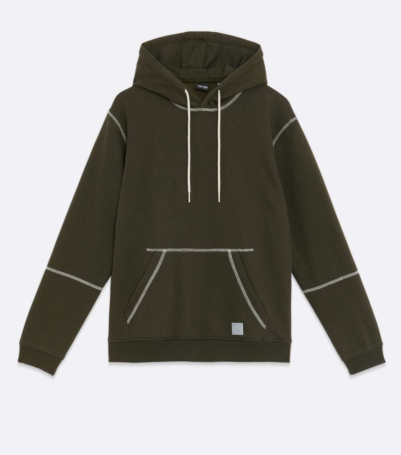 Only & Sons Dark Green Stitch Pocket Front Hoodie Image 5
