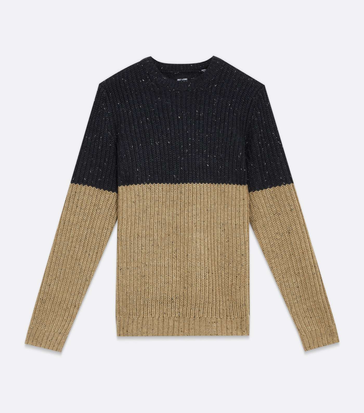 Only & Sons Stone Ribbed Colour Block Crew Jumper Image 5