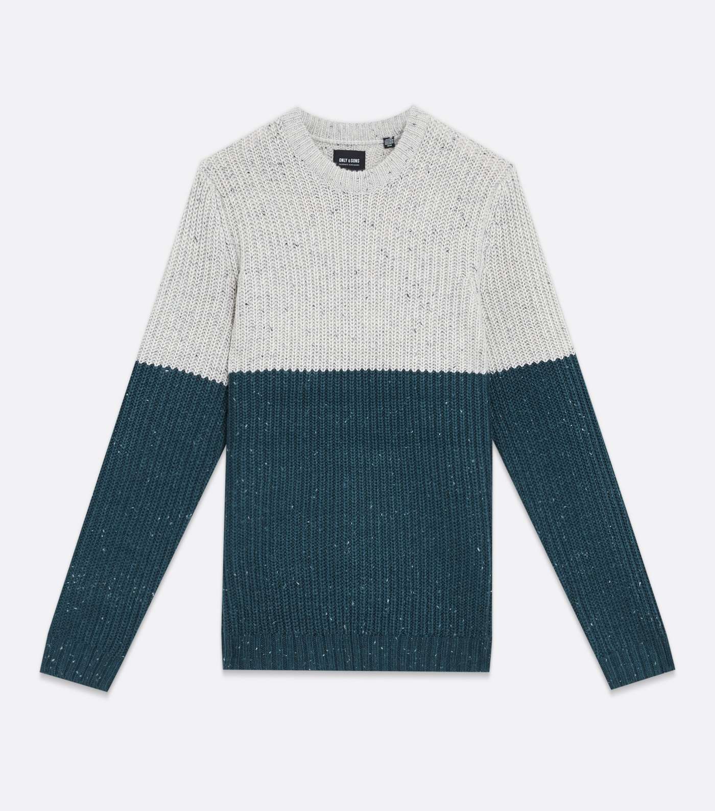 Only & Sons Blue Ribbed Colour Block Crew Jumper Image 5
