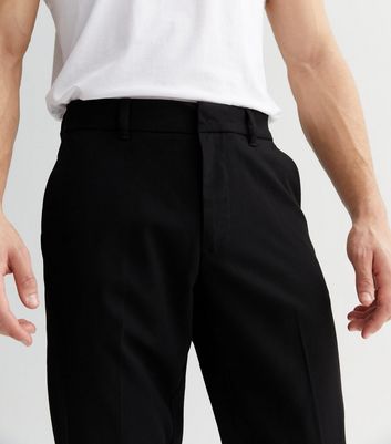 Slim Black Wool-blend Modern Tech Belted Cropped Stretch Suit Pant | Express