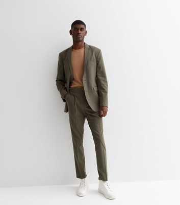 Khaki Slim Fit Suit Trousers