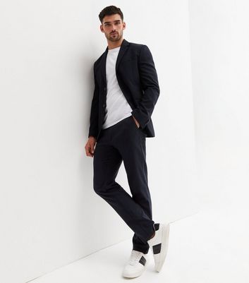 Navy Mid Rise Slim Suit Trousers | New Look