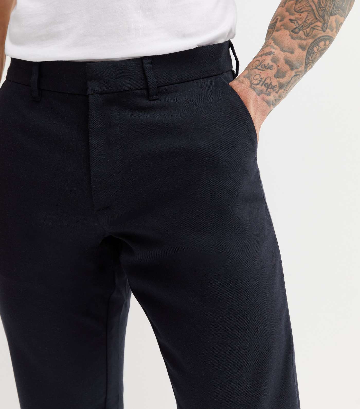 Navy Mid Rise Slim Suit Trousers Image 3