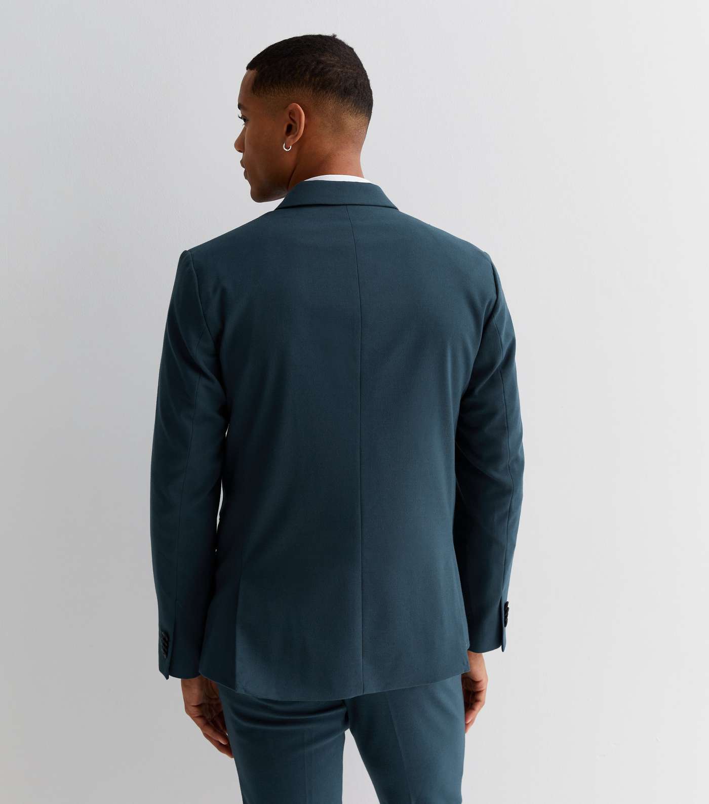 Blue Double Breasted Slim Suit Jacket Image 4