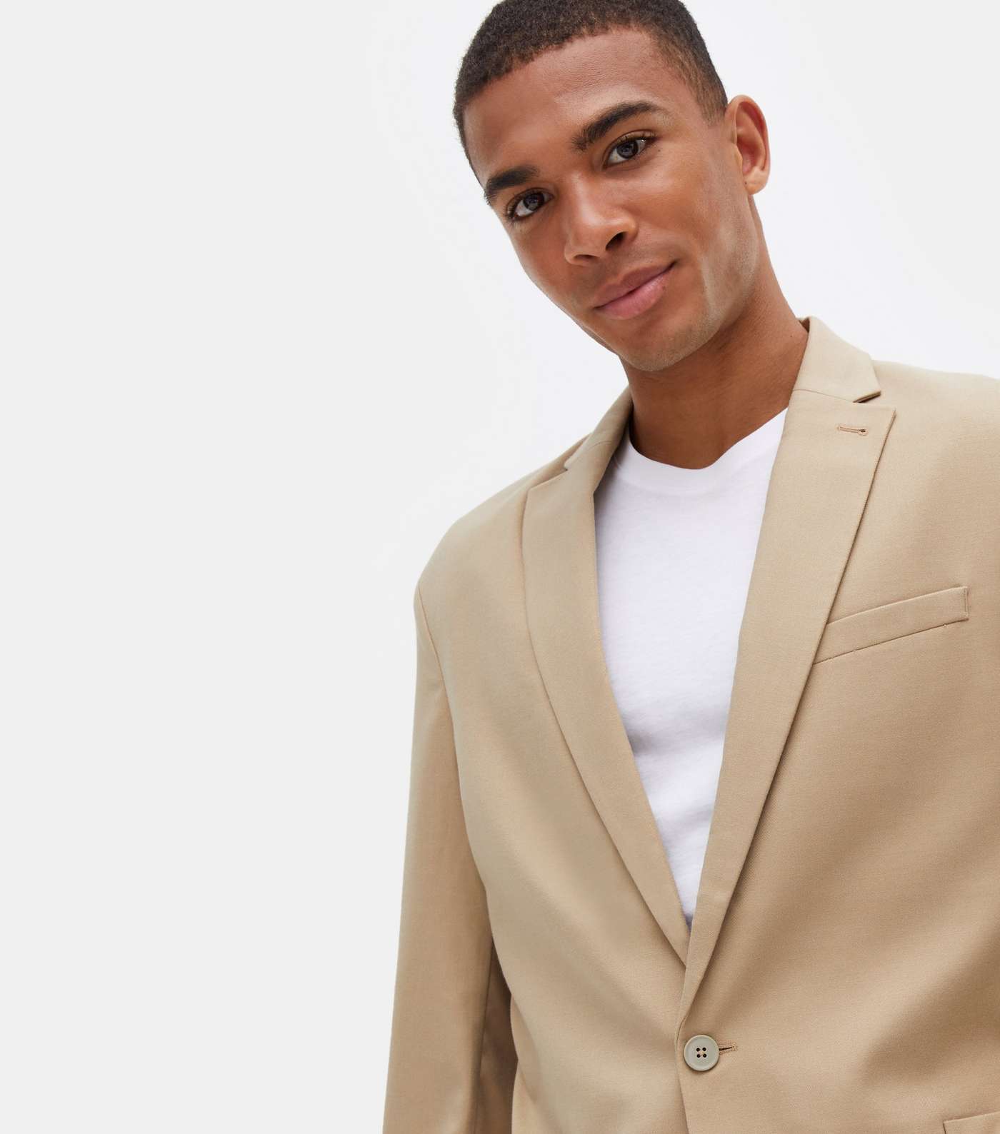 Tan Relaxed Fit Suit Jacket Image 3