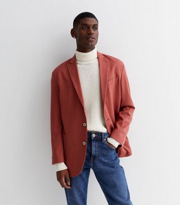 New look check on sale blazer coat in rust