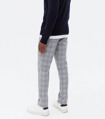 Dark Grey Check Skinny Trousers | New Look