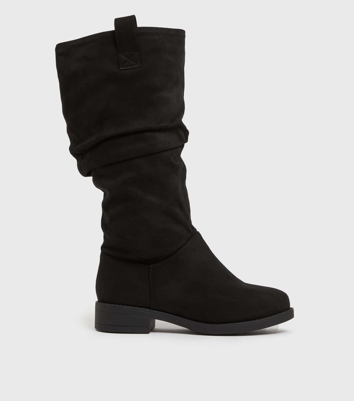 Extra Calf Fit Black Suedette Slouch Calf Boots
