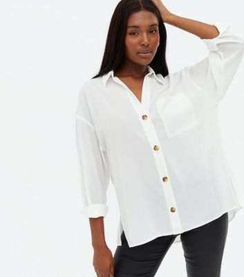 Off White Oversized Long Sleeve Shirt 