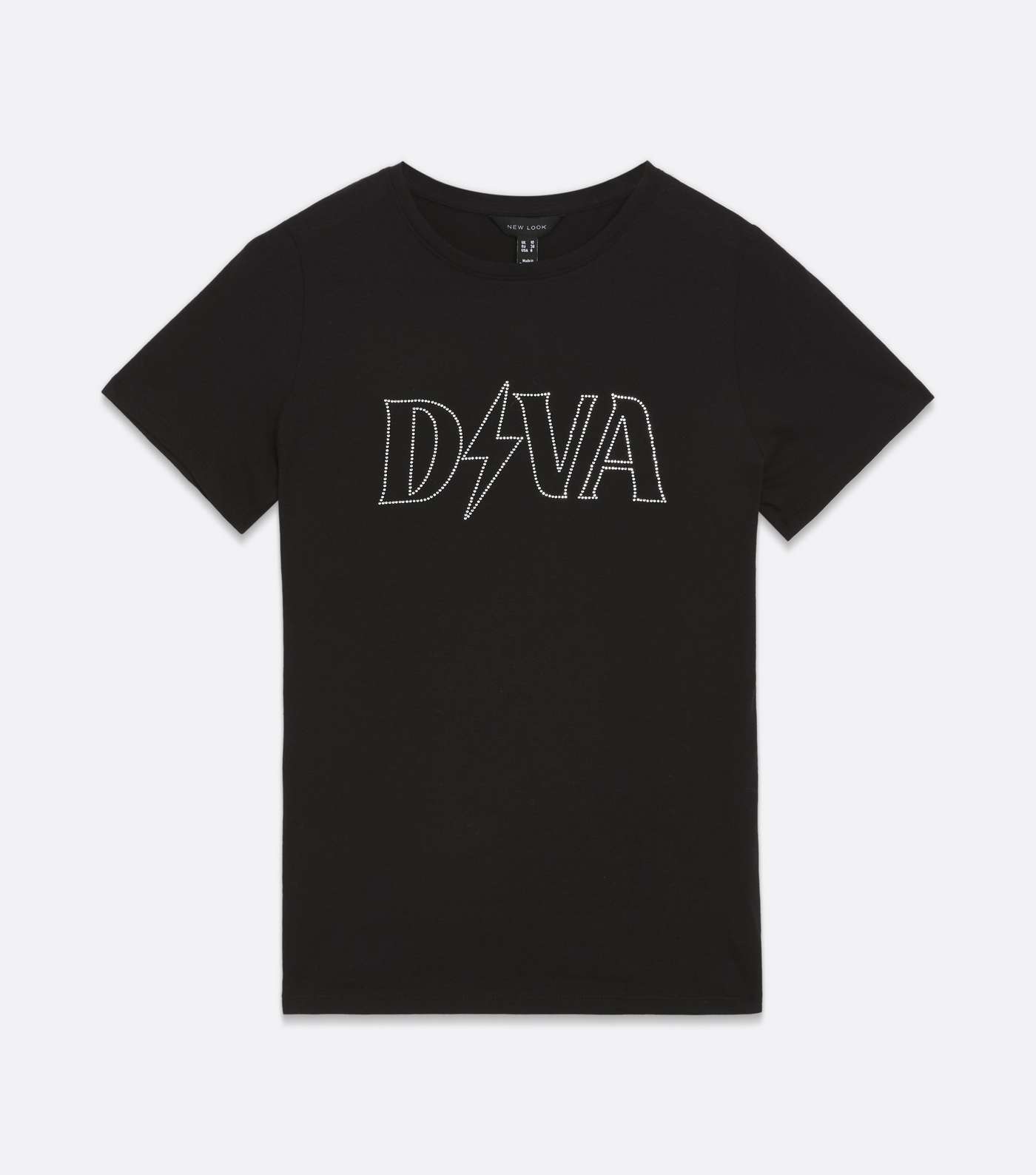 Black Diamanté Diva Logo T-Shirt Image 5