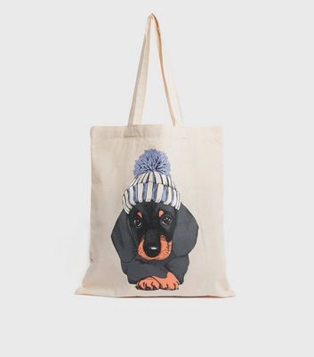 Cream Sausage Dog Canvas Tote Bag | New Look