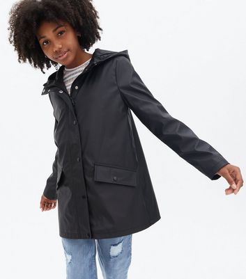 Girls black cheap waterproof coat