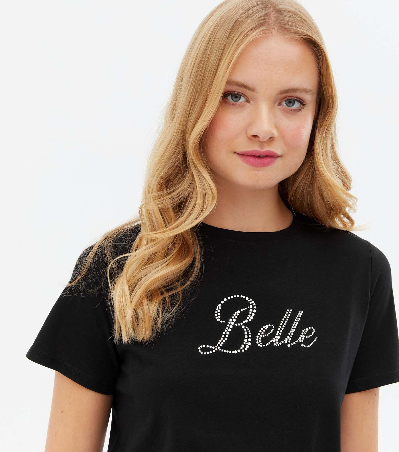 Black Belle Diamanté Logo T-Shirt Image 3