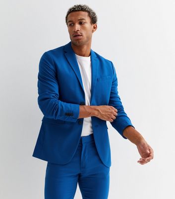 Bright Blue Skinny Fit Suit Jacket