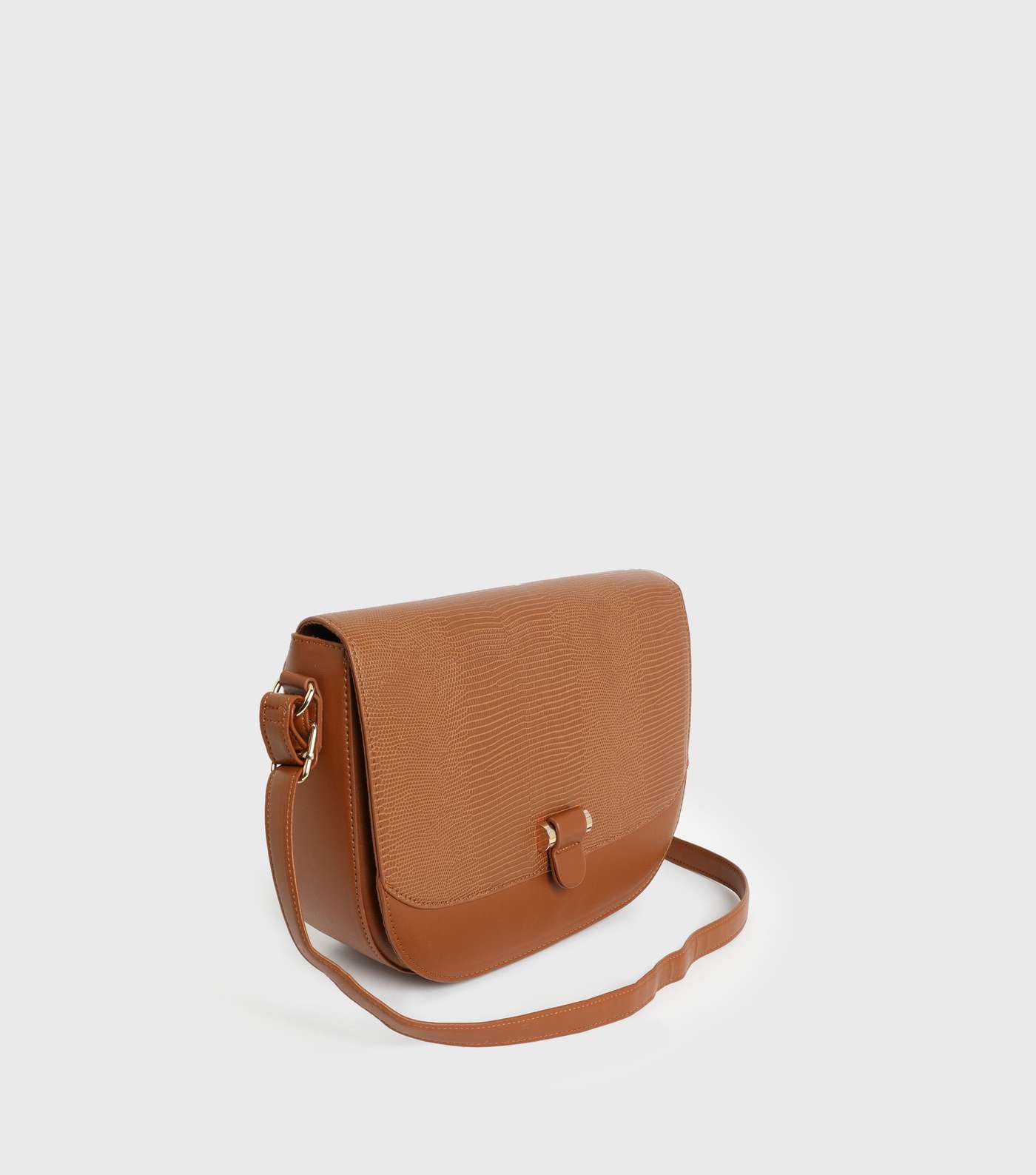 Rust Leather-Look Cross Body Saddle Bag Image 3