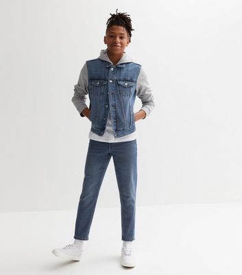 Boys denim jacket online with hood