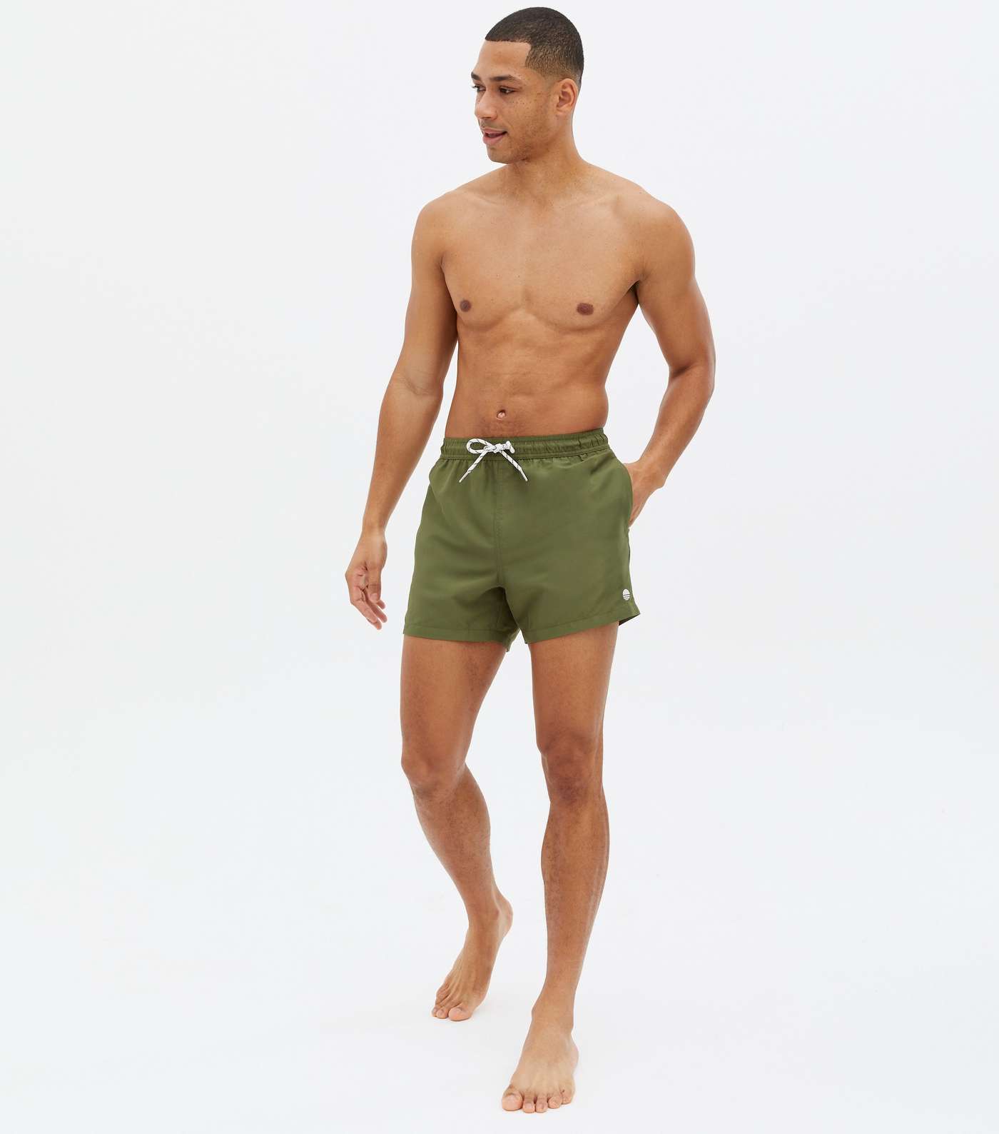 Khaki Regular Length Swim Shorts