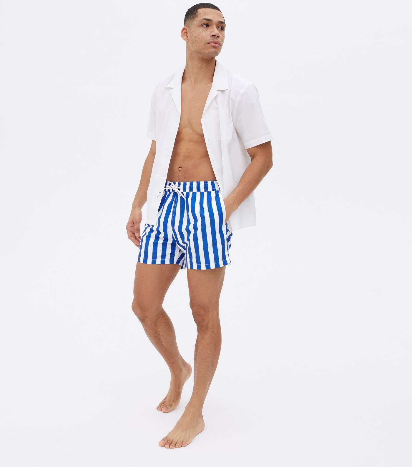 Bright Blue Stripe Swim Shorts