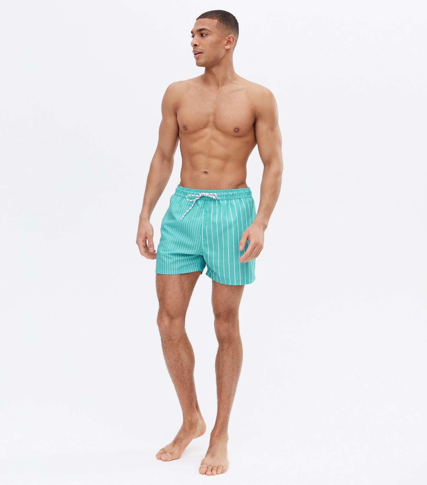 Turquoise Stripe Swim Shorts