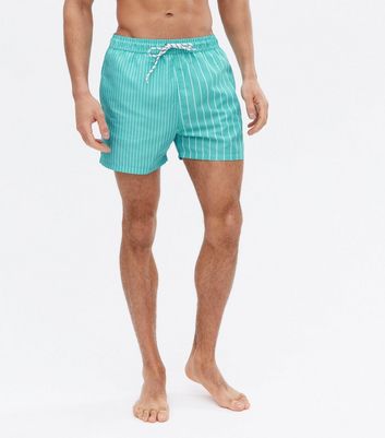 Click to view product details and reviews for Mens Turquoise Stripe Swim Shorts New Look.