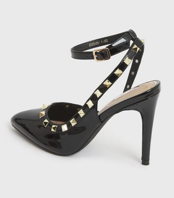 Little Mistress Black Studded Stiletto Heel Court Shoes New Look