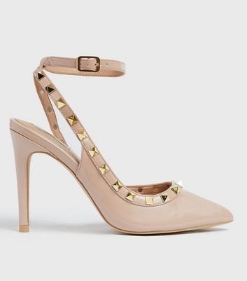 shop for Little Mistress Cream Studded Stiletto Heel Court Shoes New Look at Shopo