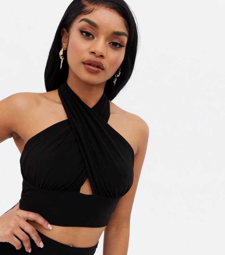 Slinky Cross Front Halter Neck Crop Top –