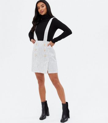 white check ruffle pinafore mini dress