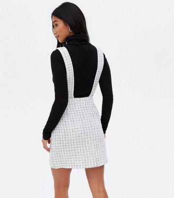 white check ruffle pinafore mini dress