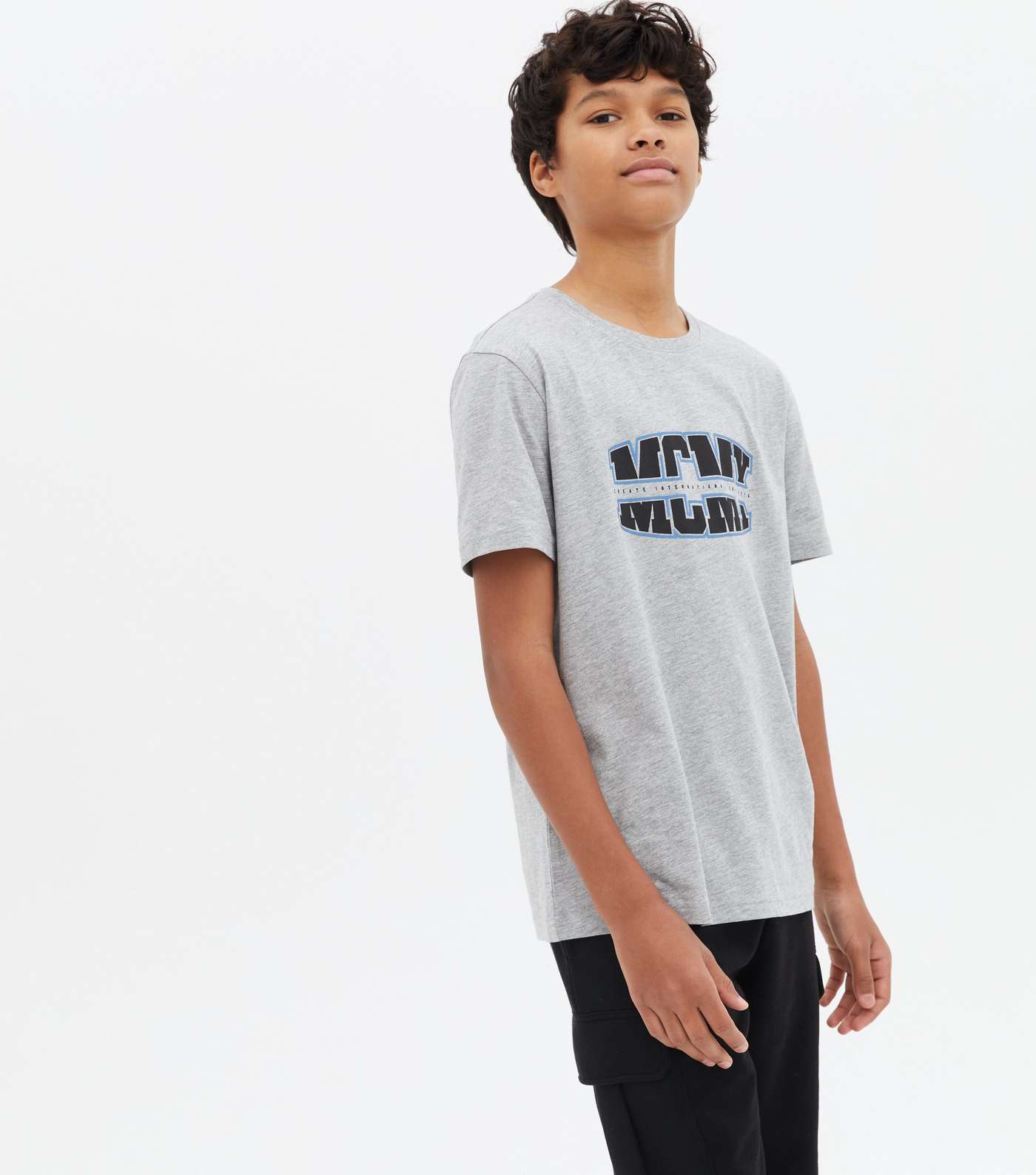 Boys Grey Marl MCMX Logo T-Shirt Image 2