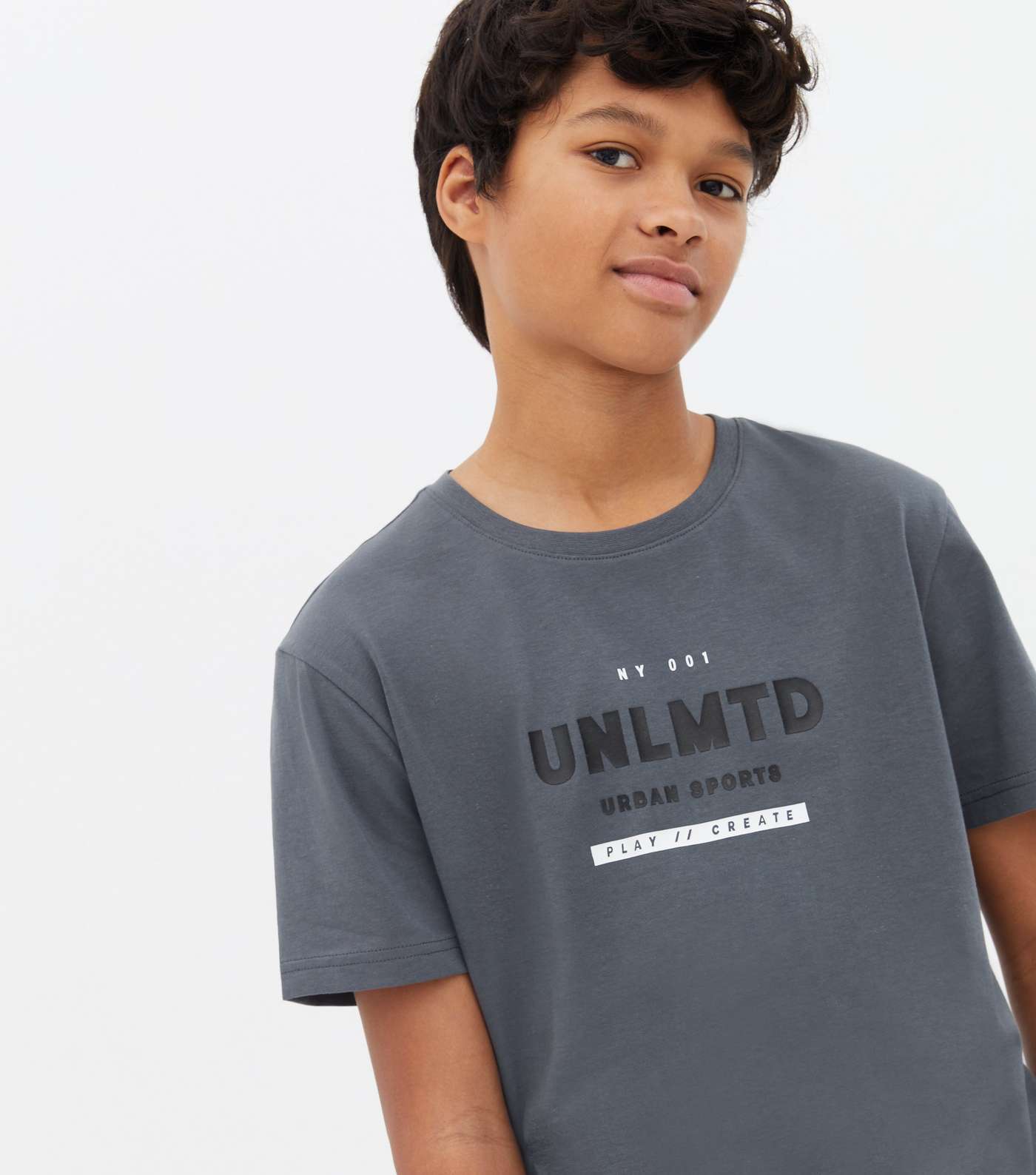 Boys Dark Grey UNLMTD Logo T-Shirt Image 3