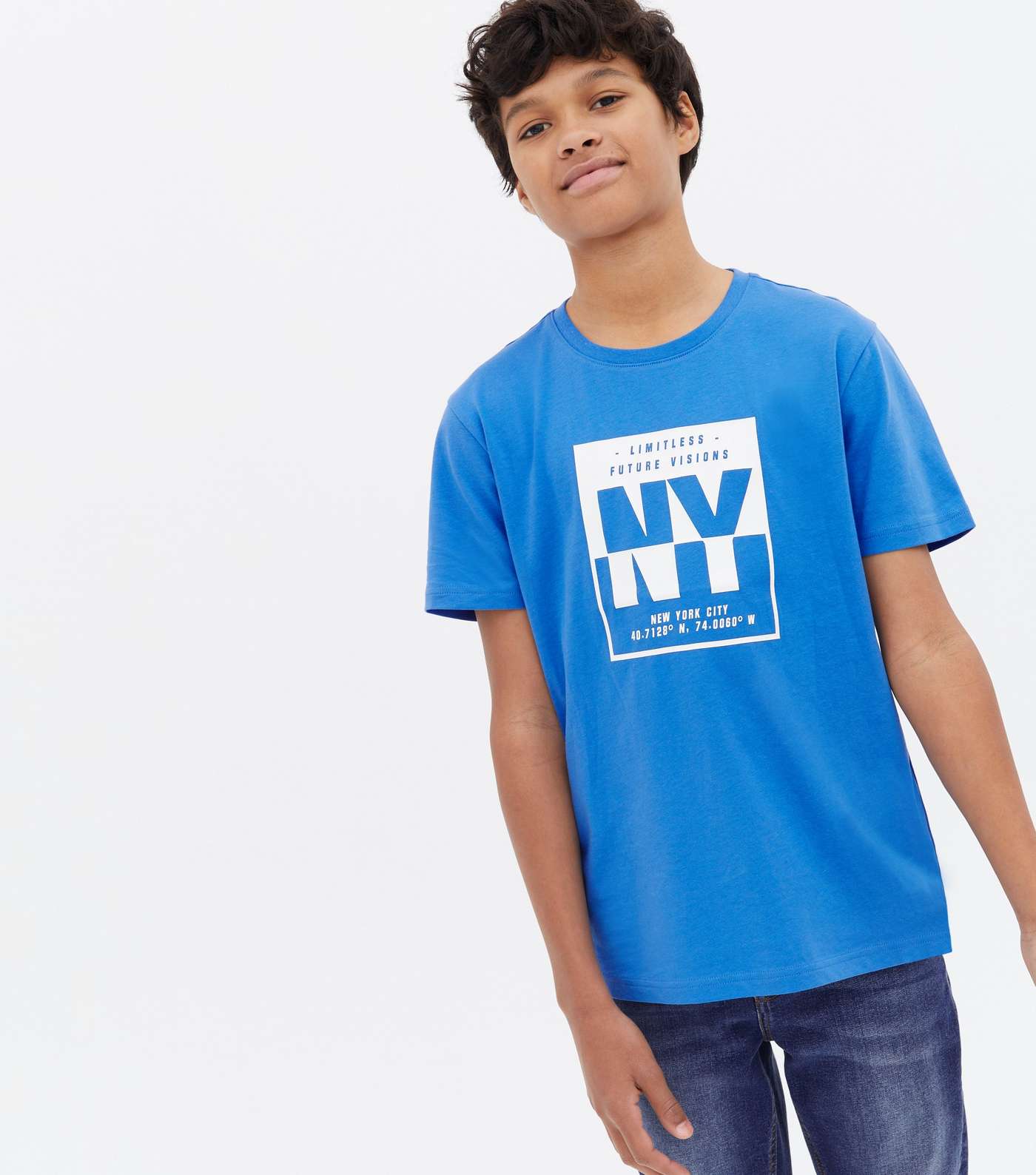 Boys Bright Blue NY Box Logo T-Shirt