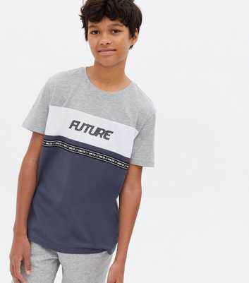 Boys Blue Colour Block Future Logo T-Shirt