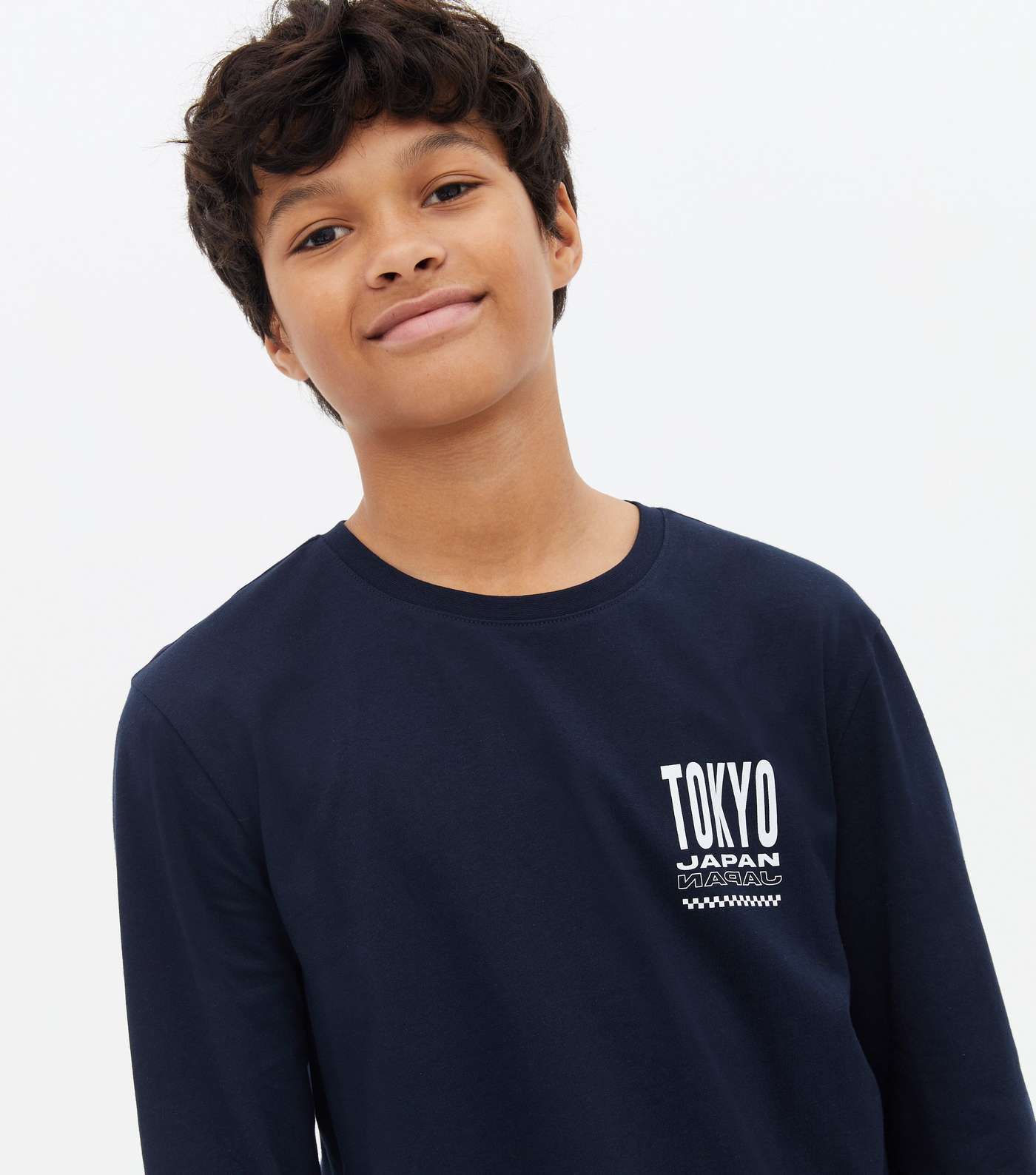Boys Navy Tokyo Front and Back Logo T-Shirt Image 3