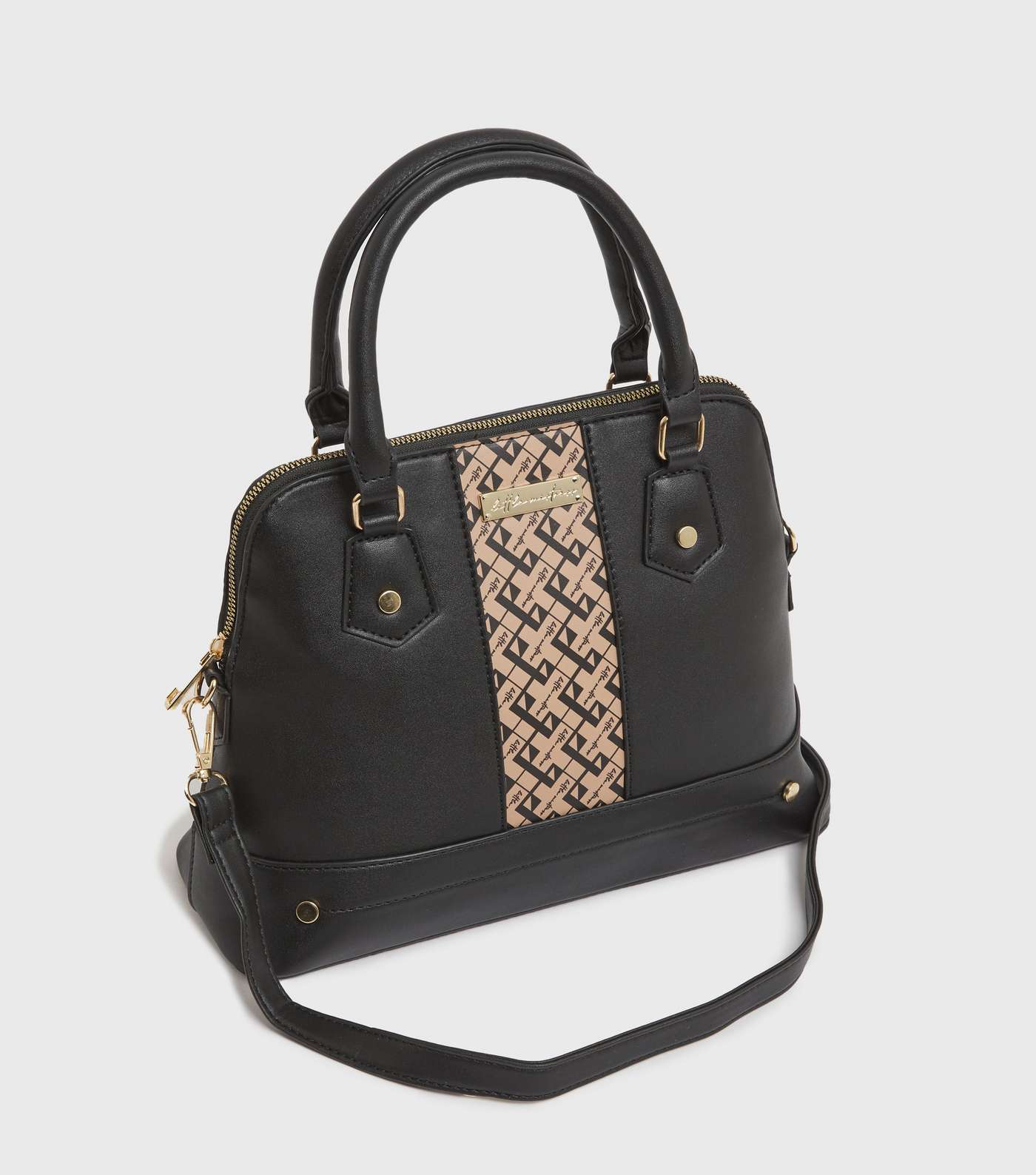 Little Mistress Black Leather-Look Grid Tote Bag Image 3