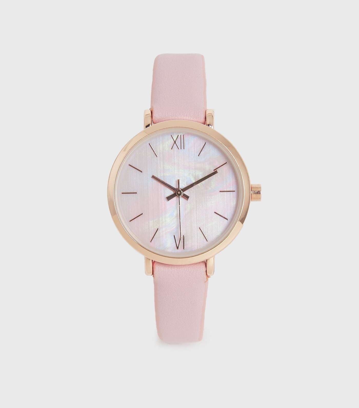 Pink Leather-Look Skinny Strap Watch