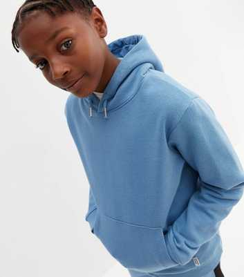 Boys Blue Jersey Pocket Front Hoodie
