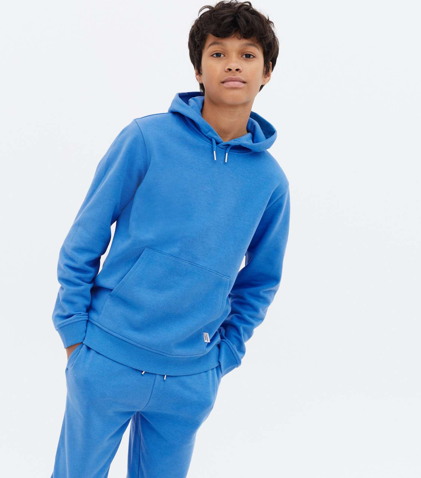 Boys Bright Blue Jersey Pocket Front Hoodie