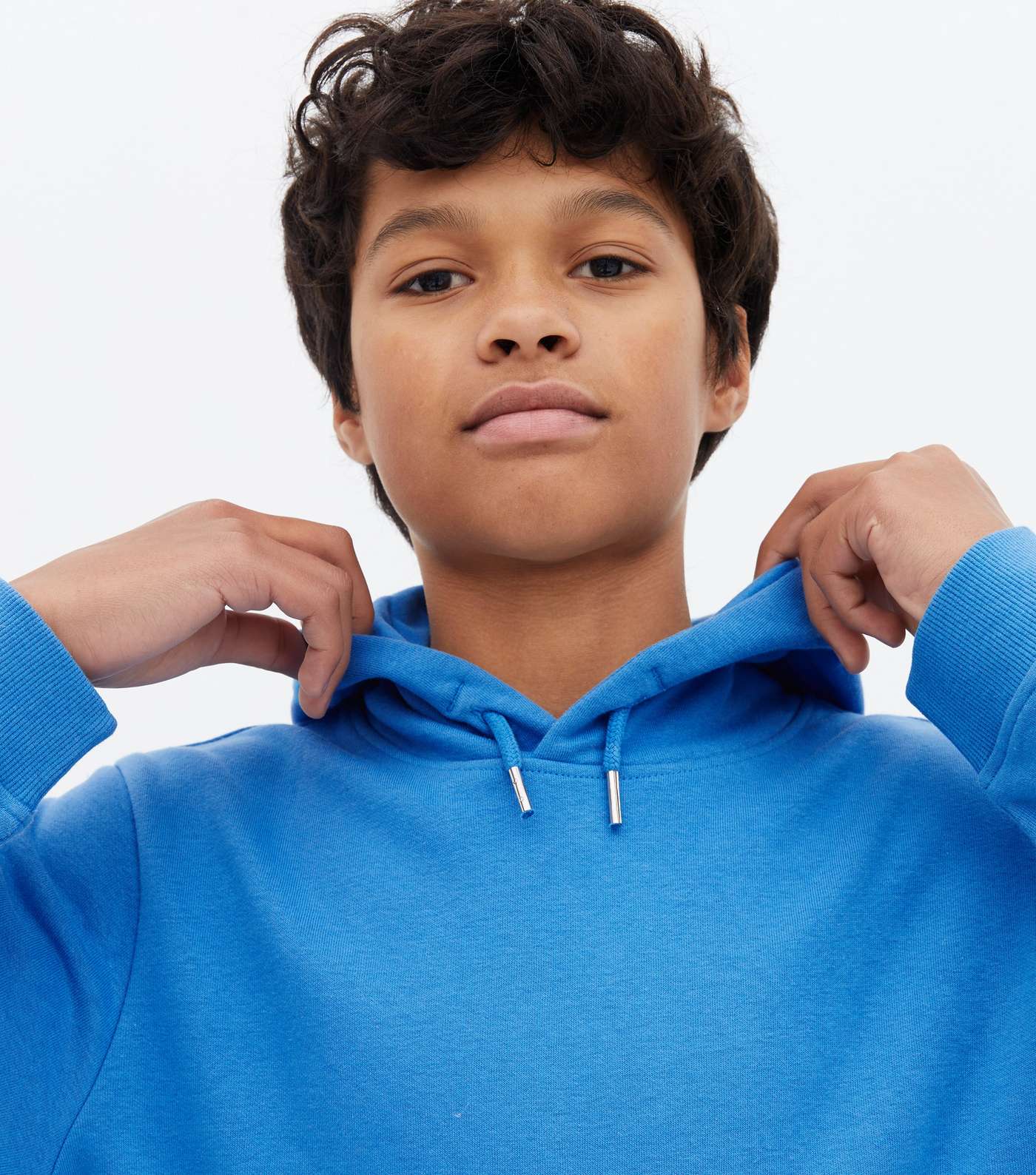 Boys Bright Blue Jersey Pocket Front Hoodie Image 3