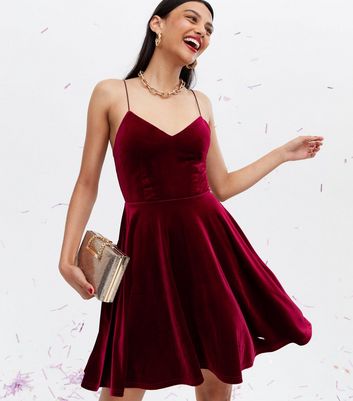 red velvet strappy dress