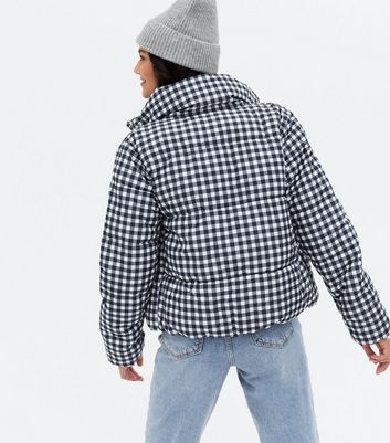 JDY Black Check Padded Jacket | New Look