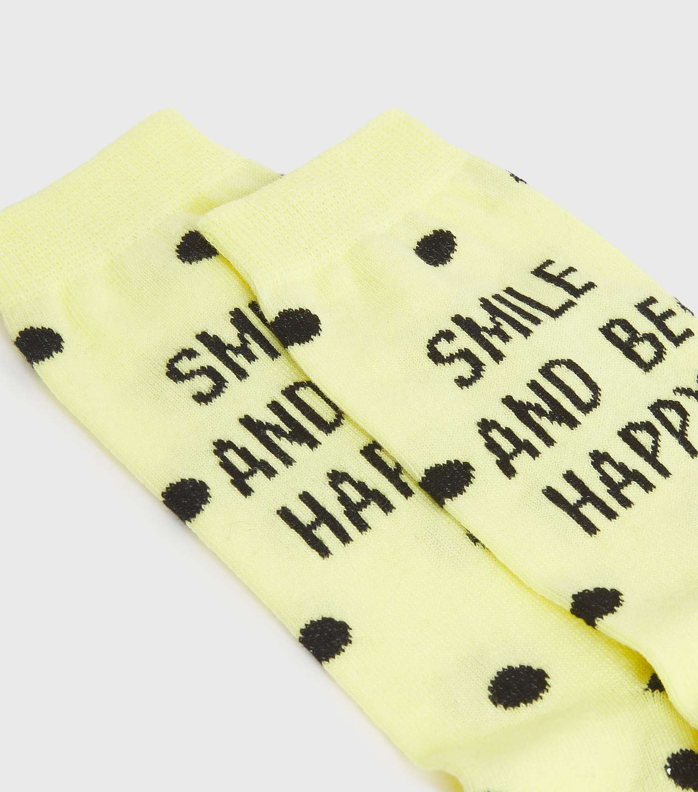 Yellow Spot Smile and Be Happy Logo Socks Image 2
