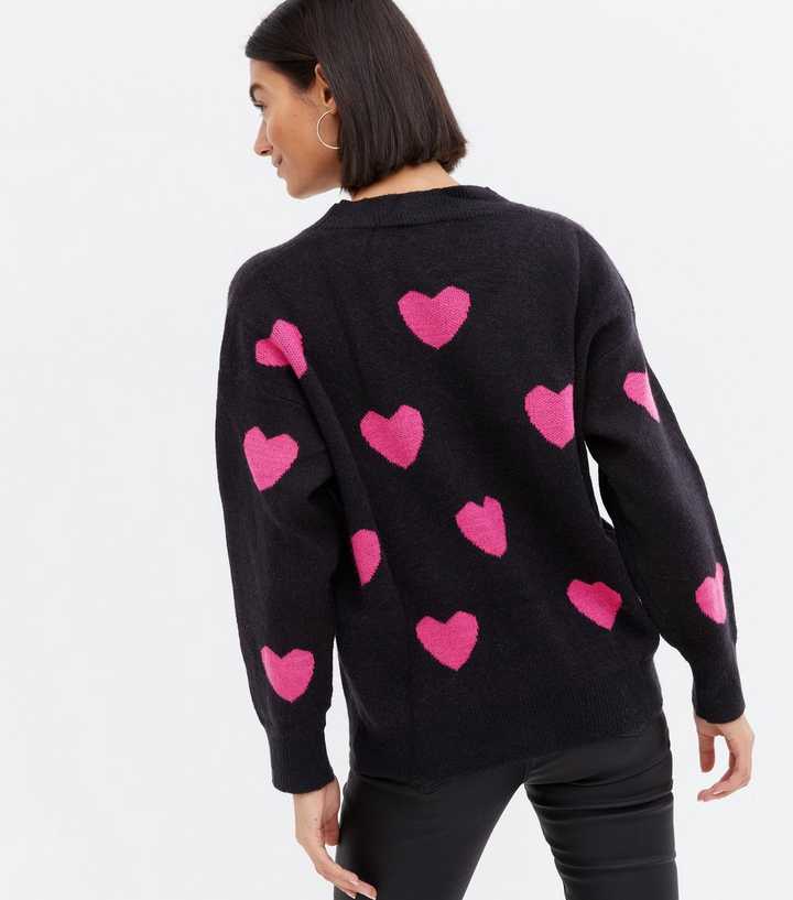 Blue Vanilla Black Heart Crew Neck Jumper | New Look