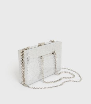 silver clutch with strap