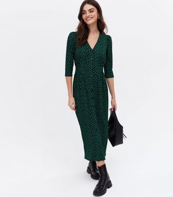 new look green spot dress